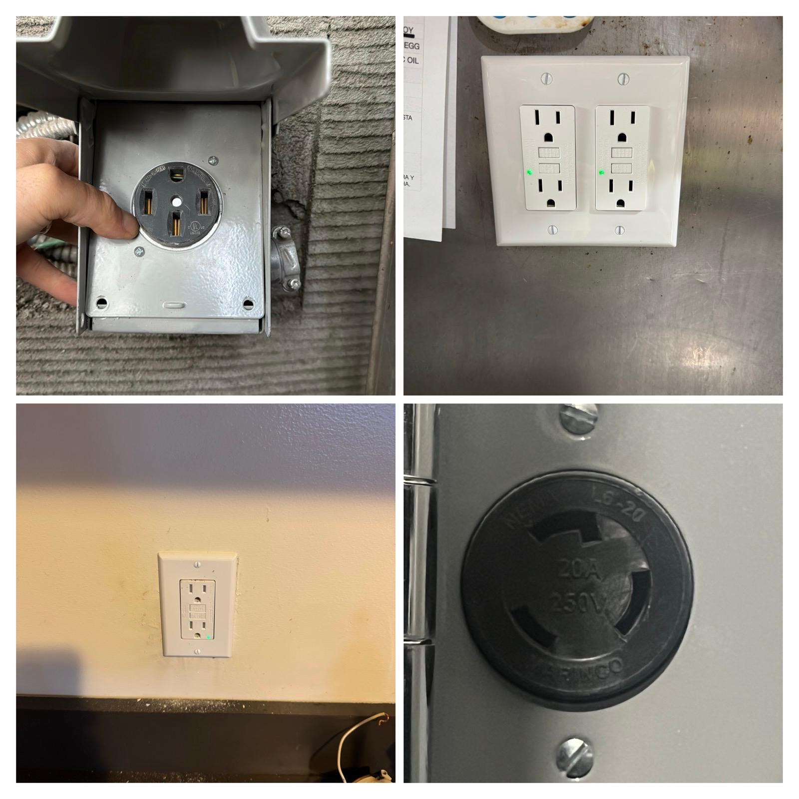 GFCI receptacles, 50 amp range outlet and twist-lock receptacle installations