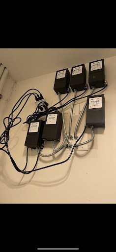 Low voltage lighting transformers mounted and wired