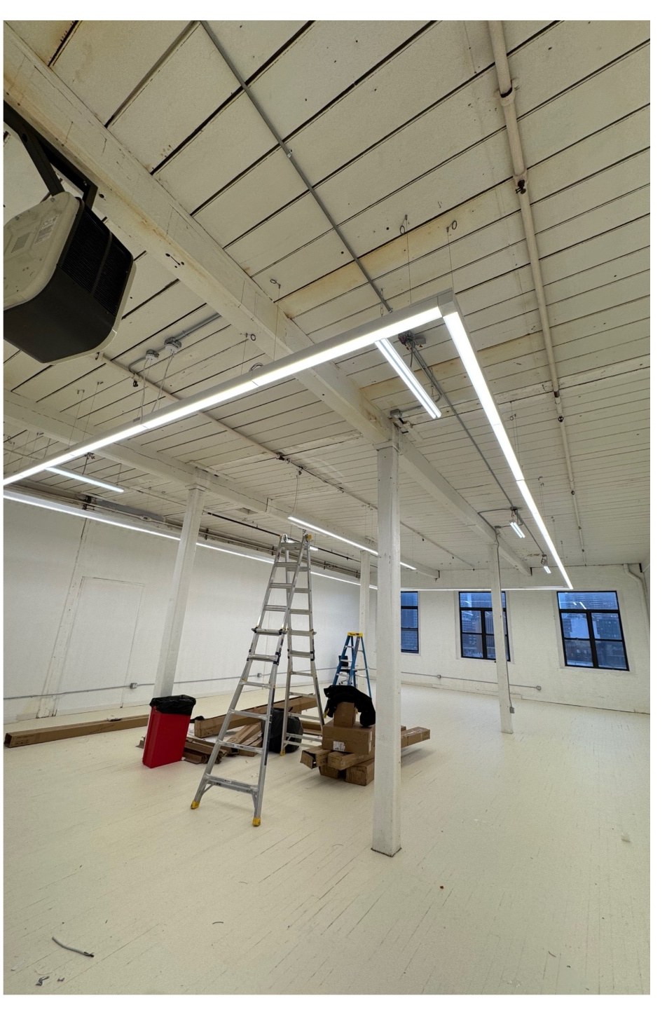 Linear LED lighting grid installed in a Manhattan office loft