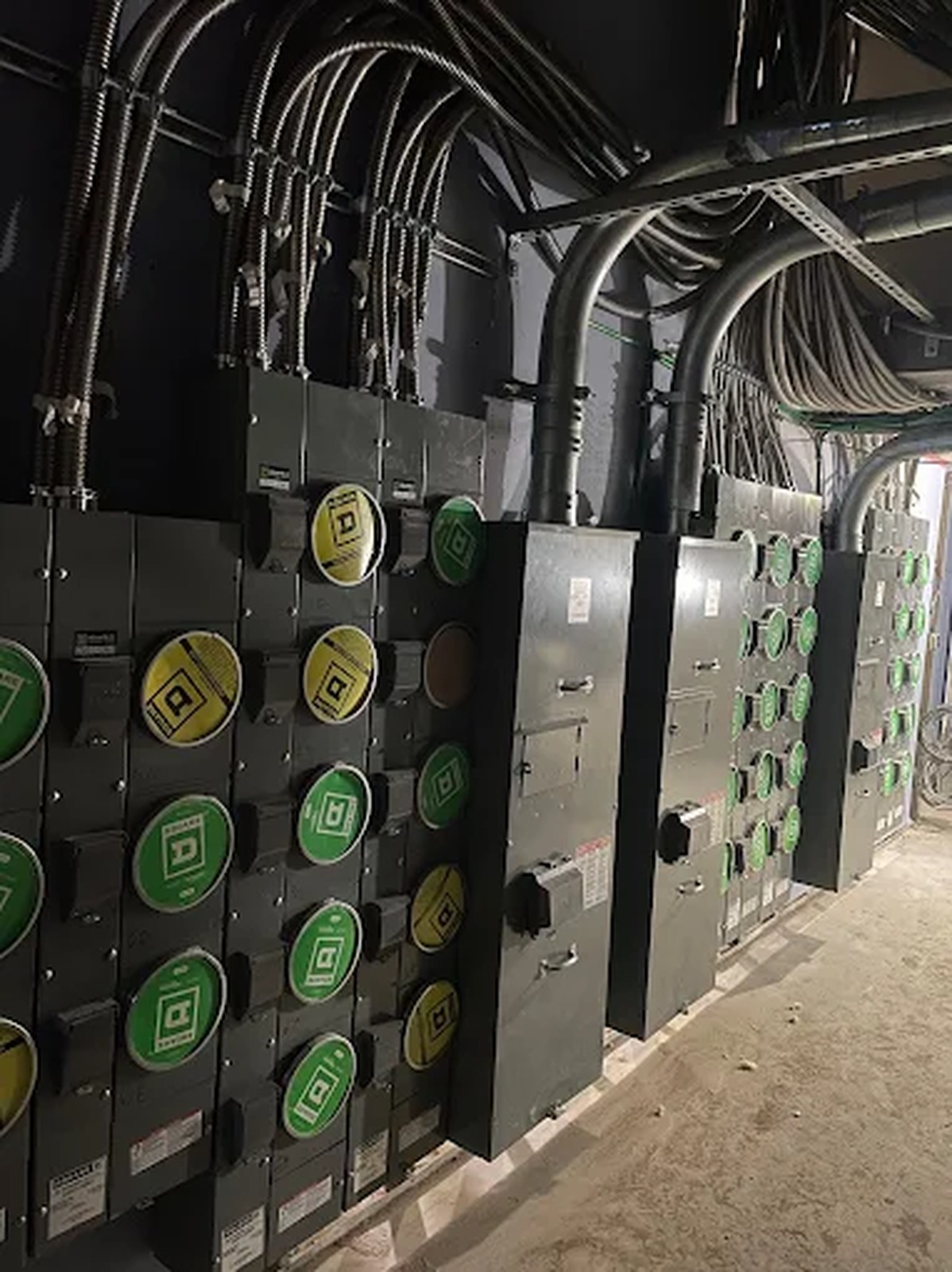 Commercial switchgear and distribution panels in a new mechanical room