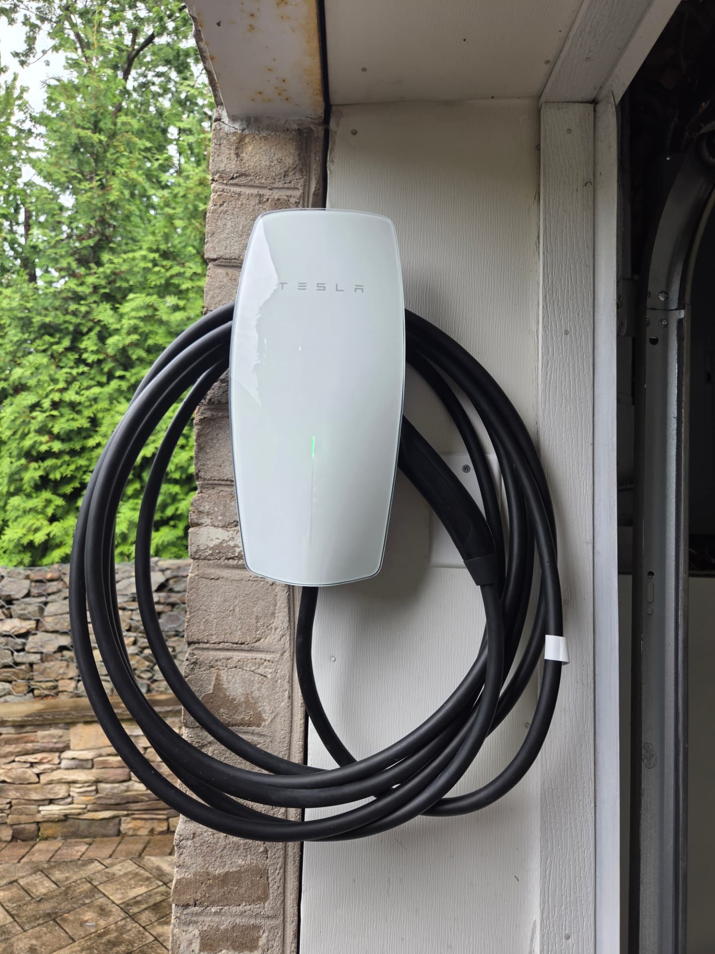 Tesla Wall Connector EV charger installed at a home
