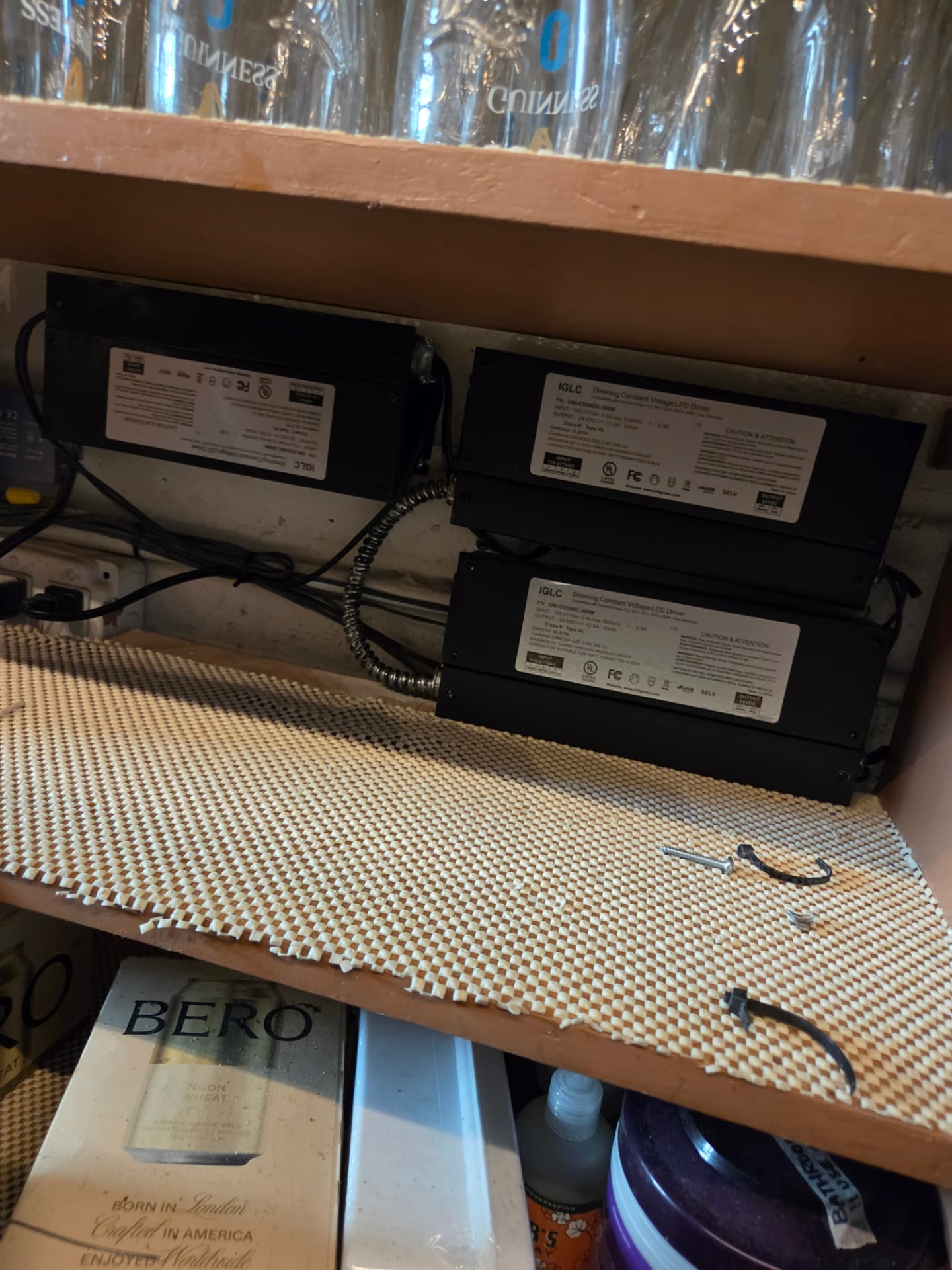 Dimming LED drivers installed for under-cabinet lighting